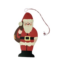 German Christmas Ornament Santa w Sack of Gifts Handmade Hand Painted - £7.75 GBP