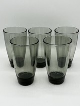 Set of 5 Vintage Libbey Mid Century Modern Classic Smoke Gray High Ball Glasses - £27.68 GBP