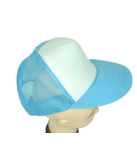 Vintage Cap Snapback Mesh Trucker Hat Flat Blue white Blank Nissin - $19.79