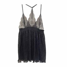 Victoria&#39;s Secret Black Pleated Lace Babydoll Nightie - £29.41 GBP