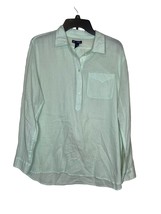 Gap Women&#39;s Button Shirt Boyfriend Fit Gauze Long Sleeve Light Sage Green Large - £15.86 GBP
