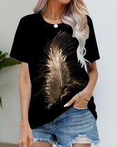 Blouse Women&#39;s Black T Shirt Fashion Digital Print Model #08 - £16.20 GBP