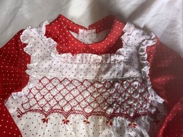 Princess Anne Girls 6 Hand Smocked Red Dot Dress Vintage With Flaw - $14.84