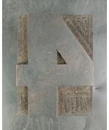 NUMBER 4 FOUR Vtg Wood &amp; Metal Letterpress Print Type Printers Block Cut... - $14.00