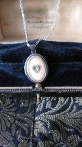 Vintage 1960-s 925 Silver Heart Locket Pendant with Diamond on Modern Chain - $88.11