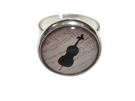 Round Cello Music Instrument Adjustable Size Fashion Ring - £23.46 GBP
