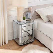 Modern Mirrored 3-Drawer Nightstand Bedside End Table - $400.26 CAD