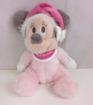 Disney Parks Authentic Original Christmas Pink Baby Minnie Mouse Fuzzy 10&quot; Plush - £10.23 GBP