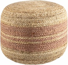 Kanashevo Beige Handwoven Jute Pouf with Polybeads Fill - $97.60