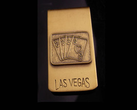 Gambling money clip - Las Vegas - vintage gambler gift - lucky Casino 4 aces - N - £58.99 GBP