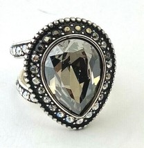 Brighton Raindrops Ring, Silver Finish, Light Gray Crystals J61672, Size 5 New - $55.10