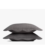 Parachute Home Scalloped Sham Set Of 2 Quilted Standard Shale Shams Cott... - $101.53 CAD