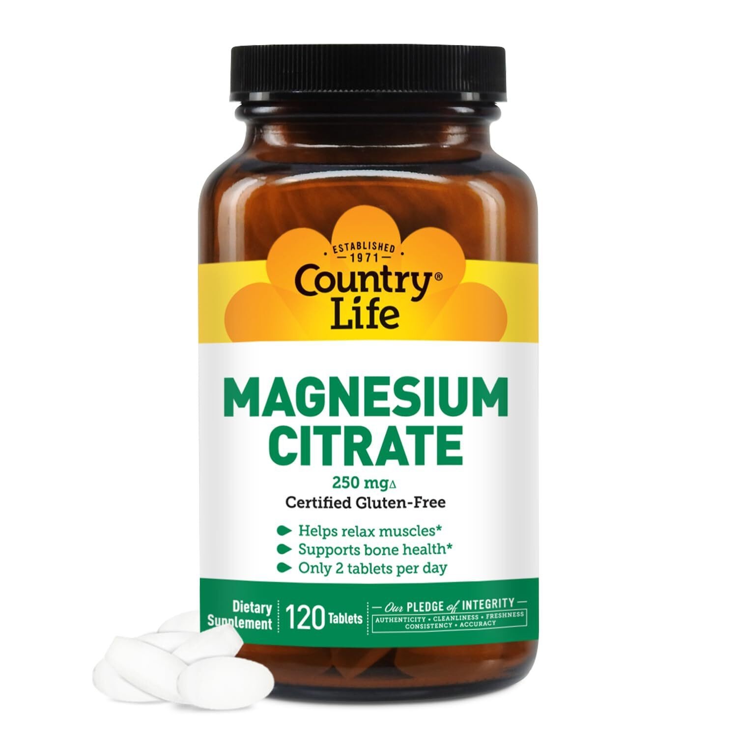 4/27 Country Life Magnesium Citrate 250mg - 120 Tablets - Supports Muscl... - $17.81