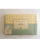 Laura Ashley Home Yellow Green Plaid Full Flat Sheet Wild Roses Collecti... - $56.16 CAD