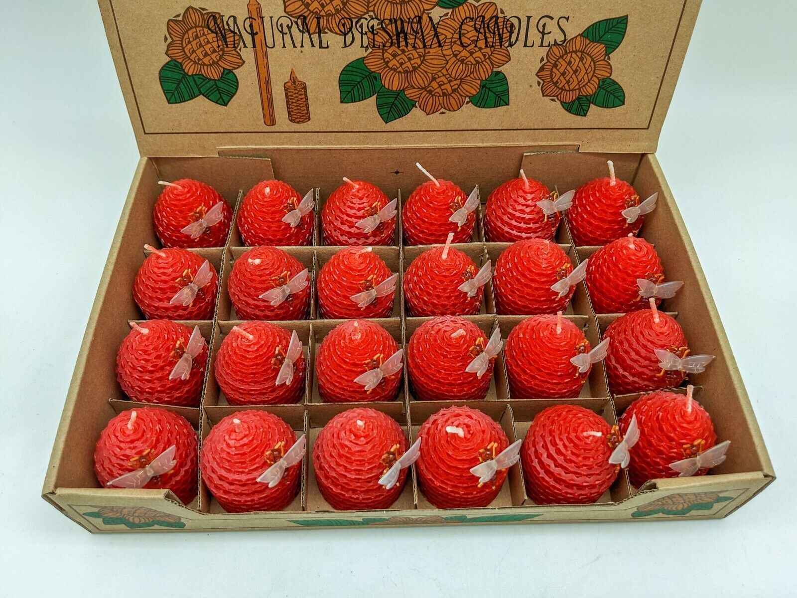 Natural Beeswax Candle Red With Strawberry Scent 24pcs/Box/Pure Bee Wax /Scented - $38.59