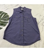 LL Bean Womens Sleeveless Button Up Top Size L Light Purple Nylon - $36.54 CAD