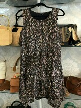 THEORY Black, Tan &amp; Red Sleeveless &quot;RIKINA FLAMES&quot; Silk Dress Sz 2 $300 - $74.77