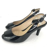 Nurture Sling Back Pump 6 M Black Patent Leather Peep Toe Heels Shoe  - £39.61 GBP