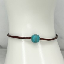Faux Turquoise Beaded Brown Toggle Bracelet - £5.50 GBP