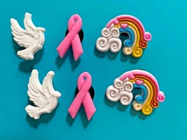 6 Rainbow Dove Breast Cancer Shoe Charm Plug Button Accessorie Compatible w/Croc - £10.31 GBP