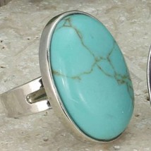 Stone Statement Large Natural Gemstone Ring Turquoise Size 6.5 - £13.91 GBP