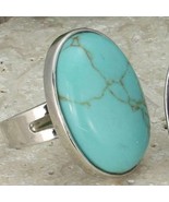 Stone Statement Large Natural Gemstone Ring Turquoise Size 6.5 - $17.82