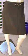 ANN TAYLOR Grayish Brown Stretch Wool Textured Knit Skirt w/ Chain (8) NEW - £15.56 GBP