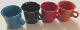 FIESTA HLC USA Set 4 Multicolor Ceramic Ring Handle Coffee Java Mug 3 1/2&quot; - £12.34 GBP