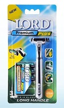 LORD Premium Plus Razor with Long Rubber Handle+3 Twin Blades - £10.19 GBP