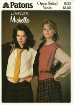 Patons Open Sided Vests Pattern 1032 Knit Knitted - $3.99