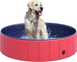 PawHut Pet Swimming Pool Dog Bathing Tub 12&quot; x 47&quot; All-Purpose Collapsible PVC - £51.43 GBP