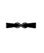 Vintage Black Bow Brooch Rhinestone Pin Art Deco Style Slim Bar Pin Eleg... - $12.60