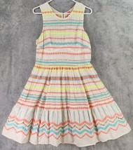 Anthropologie Tracy Reese Dress Womens 14 Sunglo Striped Embroidered Kne... - $44.54