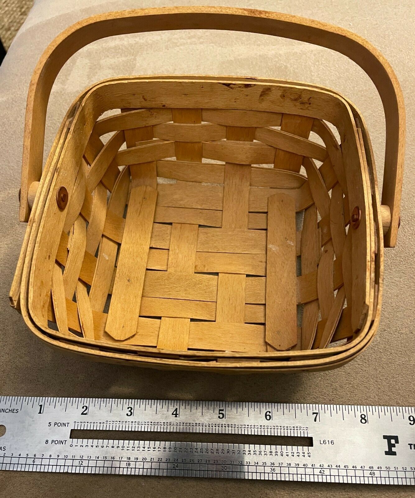 Vintage Longaberger Small, Square Desktop Basket | Handmade Basket from 2003 - $19.75