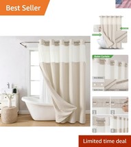 Luxury Waterproof Shower Curtain with Snap-in Liner &amp; Light Filtering Top - $49.50