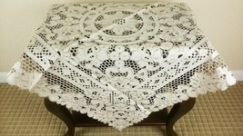 Beige 33&quot;&quot; Square Polyester Cutwork Embroidery Tablecloth Coffee Side En... - $46.00