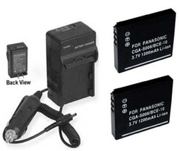 2 Batteries +Charger for Panasonic CGA-S008E/1B DMW-BCE10PP DMW-BCE10 DM... - $35.94