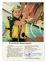 Tampax Tampons Smiling Woman Scuba Diving Vintage 1972 Full-Page Magazin... - £7.75 GBP