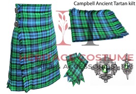 Scottish Men&#39;s Traditional 8 Yard Kilt Campbell Ancient Tartan KILT Package - £70.97 GBP+