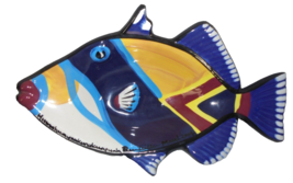 Ben Diller Maui Large 12.5&quot; Ceramic Fish Serving Snack Bowl Hand Signed ... - $39.48