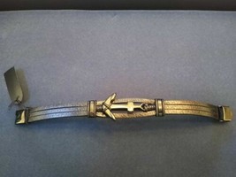 Schwarz Stahl Anker Schwarz Kunstleder/Stahl Armband. Sein Ein Rockstar Neu - £7.77 GBP