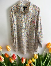 Lauren Ralph Lauren Sleep Shirt Womens XL Night Gown Button Up Floral w/pocket - £30.95 GBP