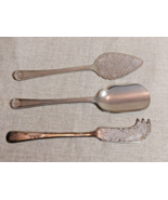 Vintage Silver Plated Sheffield Decorative Cheese Cutting 3 Piece Set - $28.73