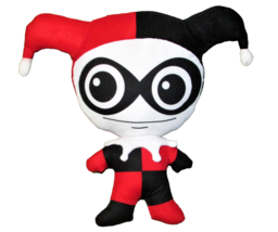 10&quot; Harley Quinn Plush Stuffed Jester Doll Red Black White Big Head Six Flags - £8.67 GBP