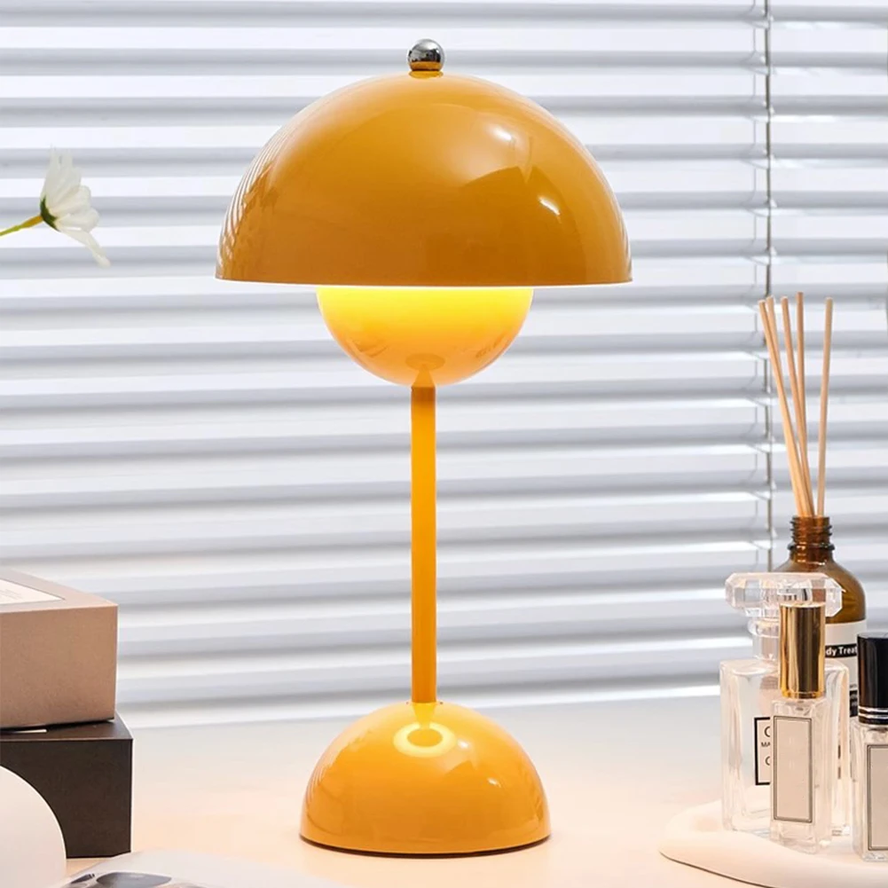 Mushroom Flower Bud LED Table Lamp Wireless Rechargeable Desk Lamp For Bedroom - £20.77 GBP+