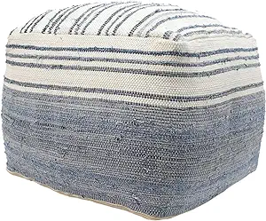 Christopher Knight Home Althea Large Square Casual Pouf, Boho, Blue and ... - $225.99