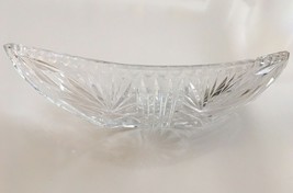 Vintage Cut Crystal Glass Star And Fan Pattern Boat Shaped Candy Dish - $16.83