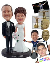 Personalized Bobblehead Nice looking bride and groom with nice dress and suit -  - £124.24 GBP