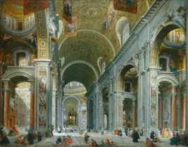 Interior of Saint Peter’s Basilica in Rome – Giovanni Paolo Panini – 8.5x11&quot; Pri - £9.38 GBP+
