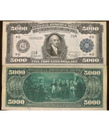 Reproduction Copy 1918 $5,000 Federal Reserve Note Currency USA See Desc... - £3.18 GBP